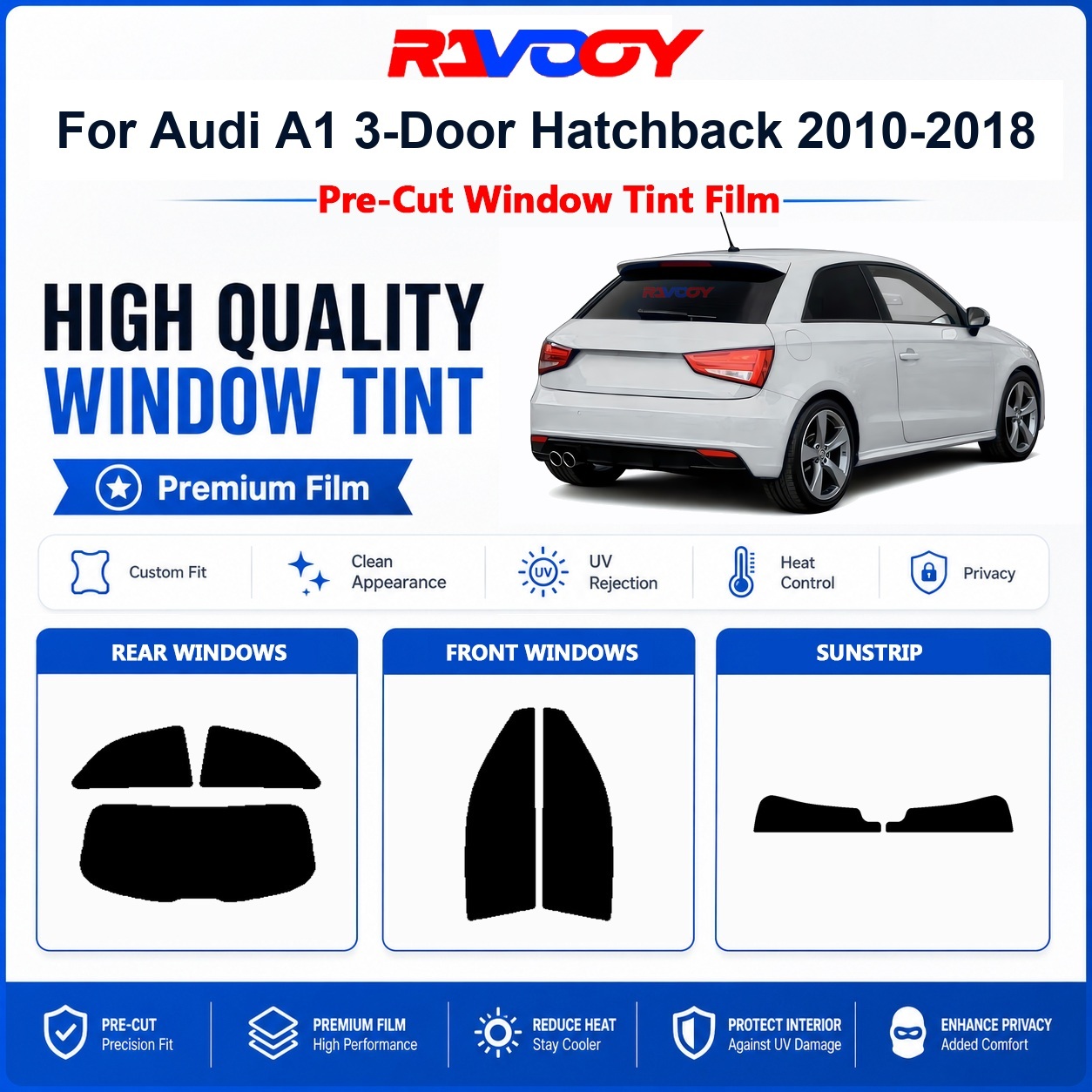 Privacy Screen Protector - Premium Vorgefertigte Fensterfolie für Audi A1