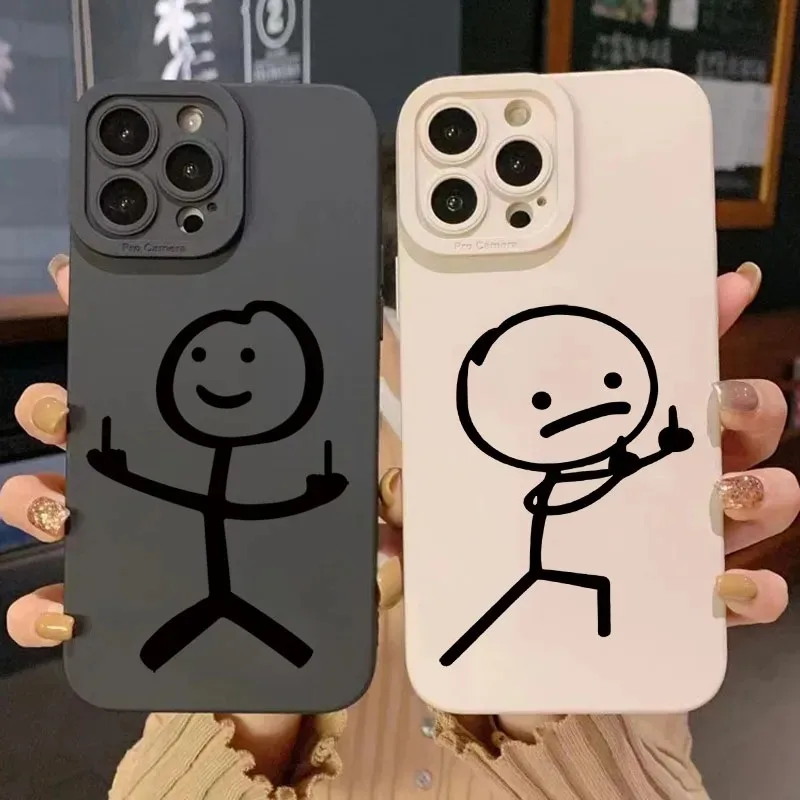 Apple Iphone 15 Pro Max - Niedliche Cartoon-Streichholzmann Handyhülle aus mattem Silikon