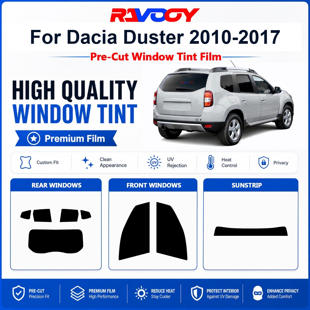 Privacy Screen Protector - Premium-Fensterfolie für Dacia Duster 2010-2017, vordere