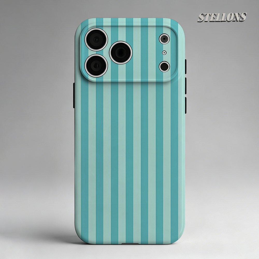 Apple Iphone 15 Pro Max - Mint Stripe Doppelschichtige Rückabdeckung für iPhone